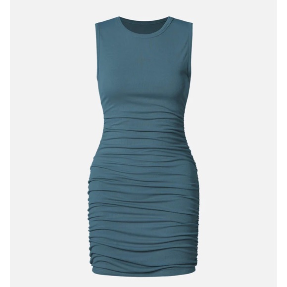 OGL Ruched Sides Crew Mini Dress - Picture 2 of 4